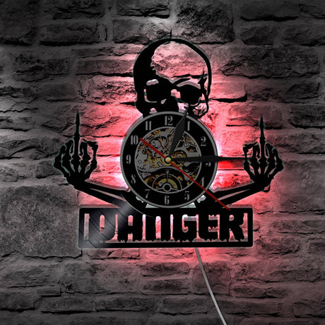 Skull Wall Clock  Modern Gothic Vinyl Design - Product detail 4