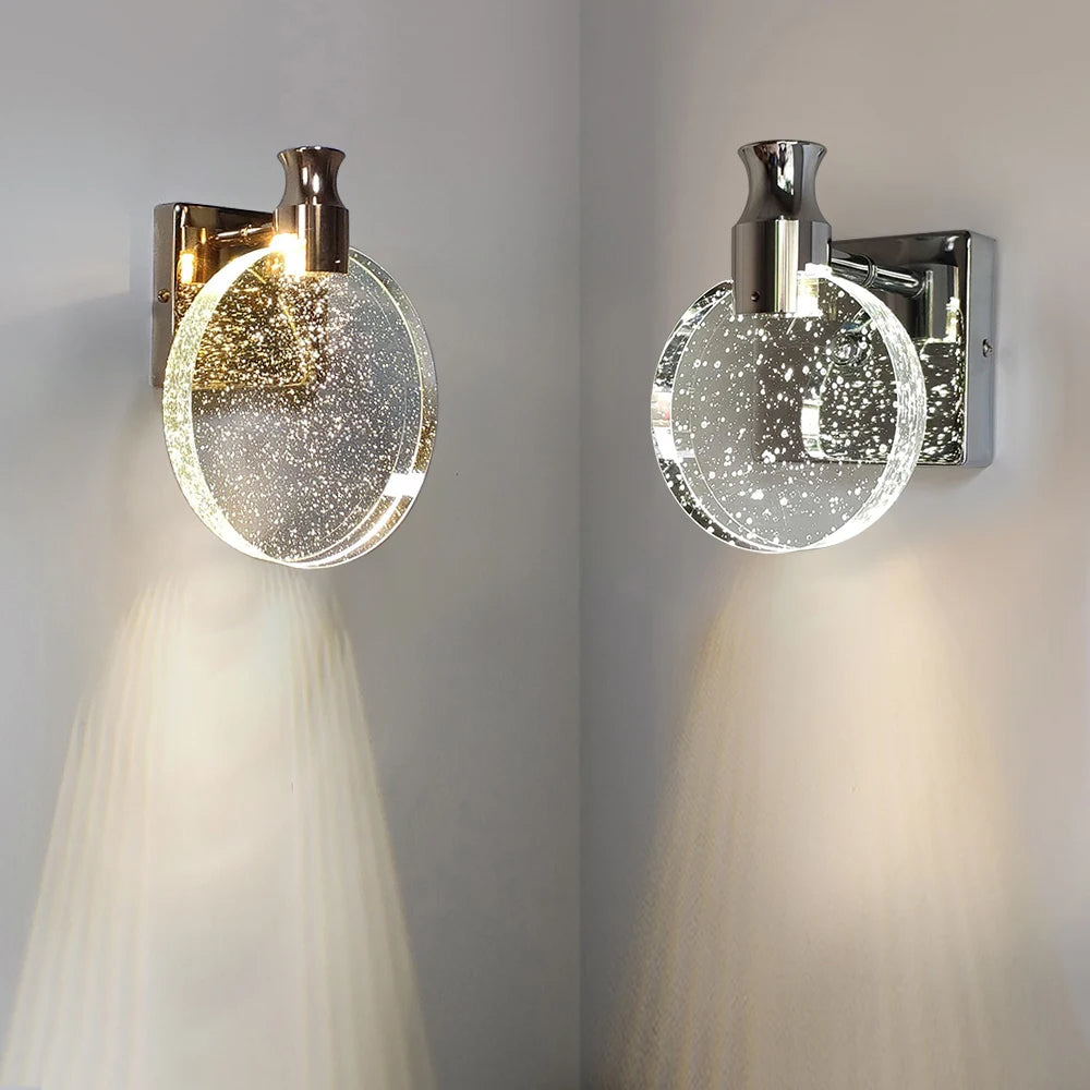 Modern LED Wall Light  Circular Glass Bubble Design - Detailed view