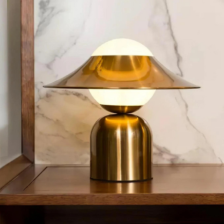 Modern Table Lamp  Brass Dome Shade Design - Detailed view