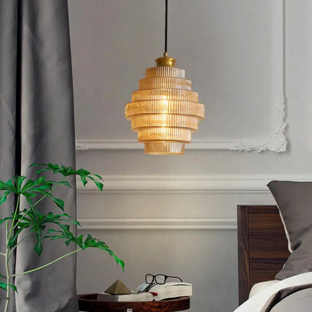 Art Deco Pendant Light  Tiered Glass Crystal Design - Product detail 4