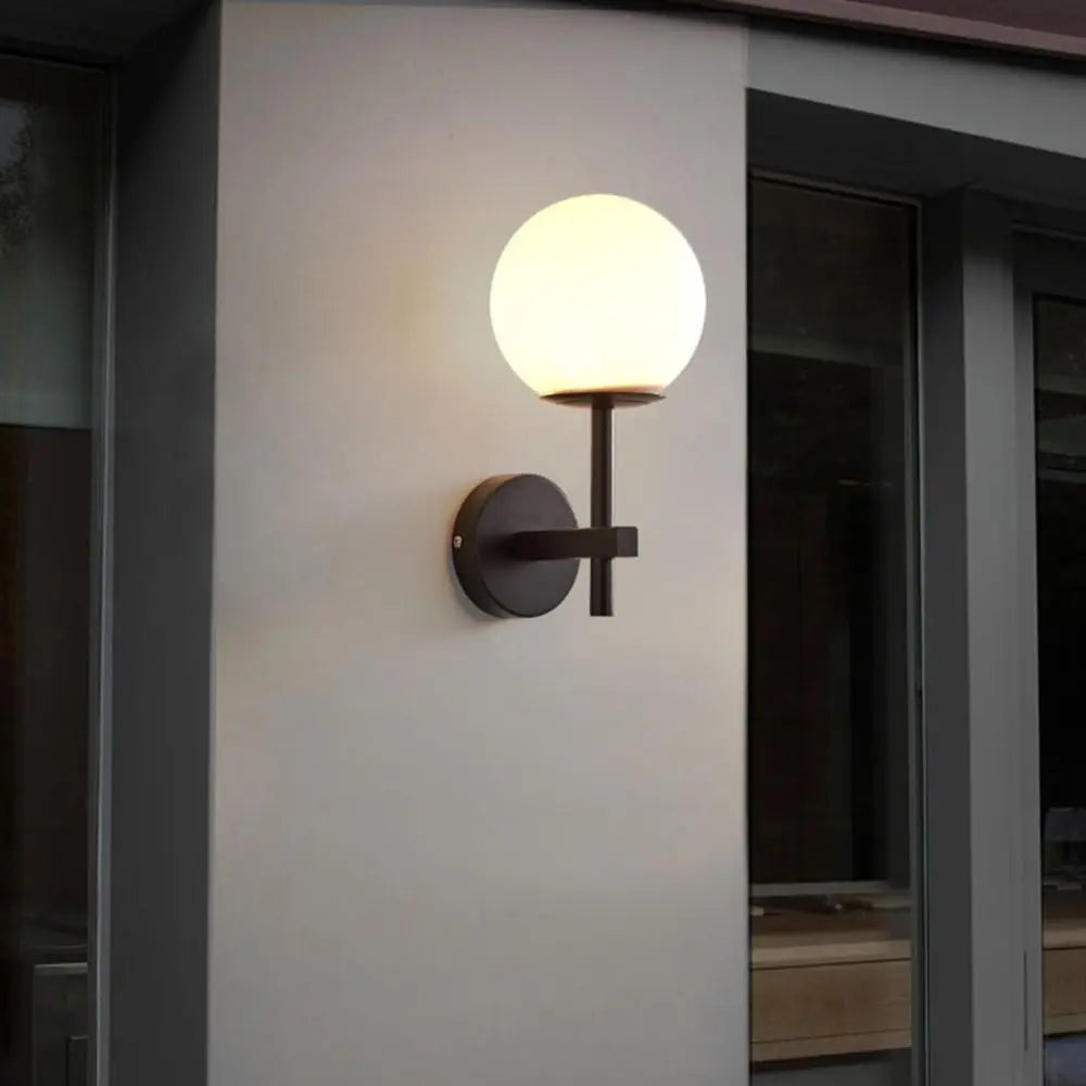 Modern Wall Sconce  Black Aluminum Globe Light - Product example