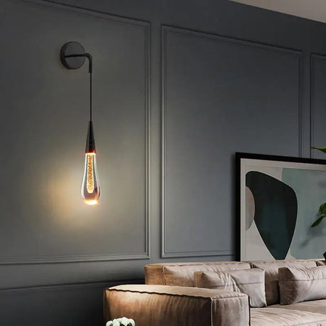 Modern Wall Sconce  Glass Teardrop With Gold Accents - Product detail 6