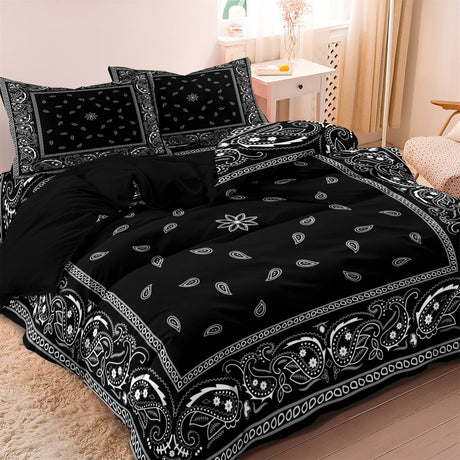 Mandala Cotton Bedding Set  Black Paisley Pattern Design - Product detail 4