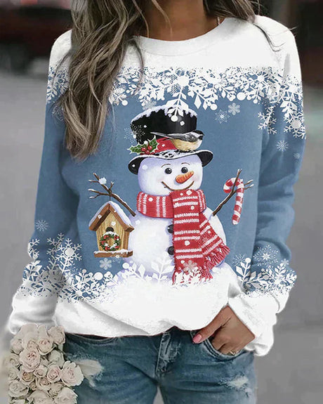 Holiday Snowman Sweater  Winter Scene With Festive Details - Product showcase