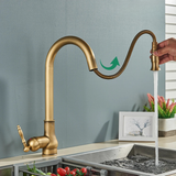 Vintage Kitchen Faucet  Antique Brass Swivel Design - Detailed view