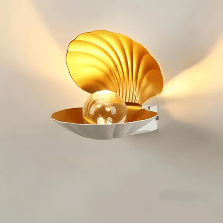 Seashell Wall Light  Gold Interior Black Shell Design - Product detail 5