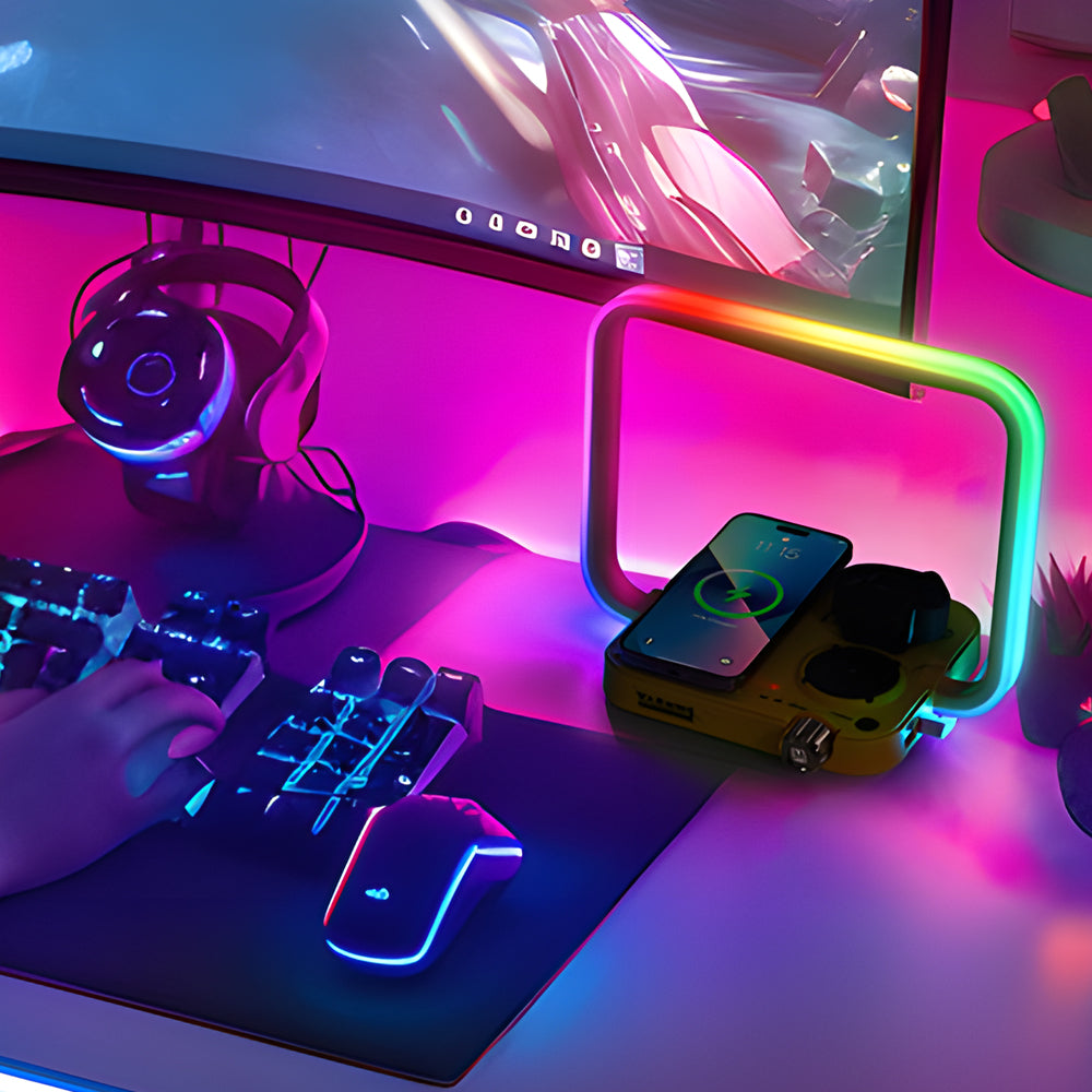 Smart Desk Lamp  RGB Wireless Charging Station - Detailed view