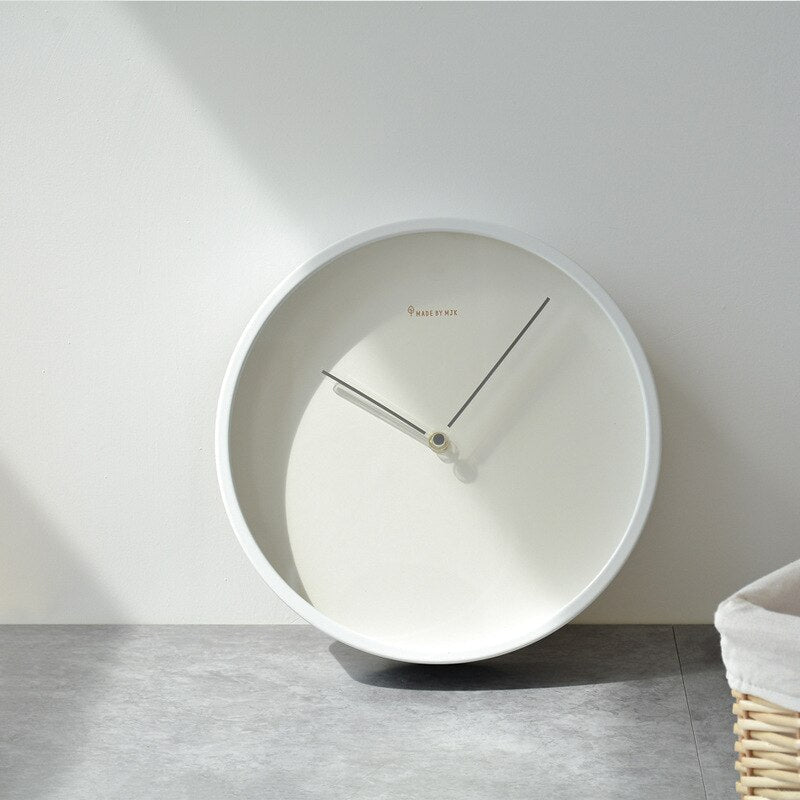 Minimalist Wall Clock  Nordic White Wood Design - Product showcase