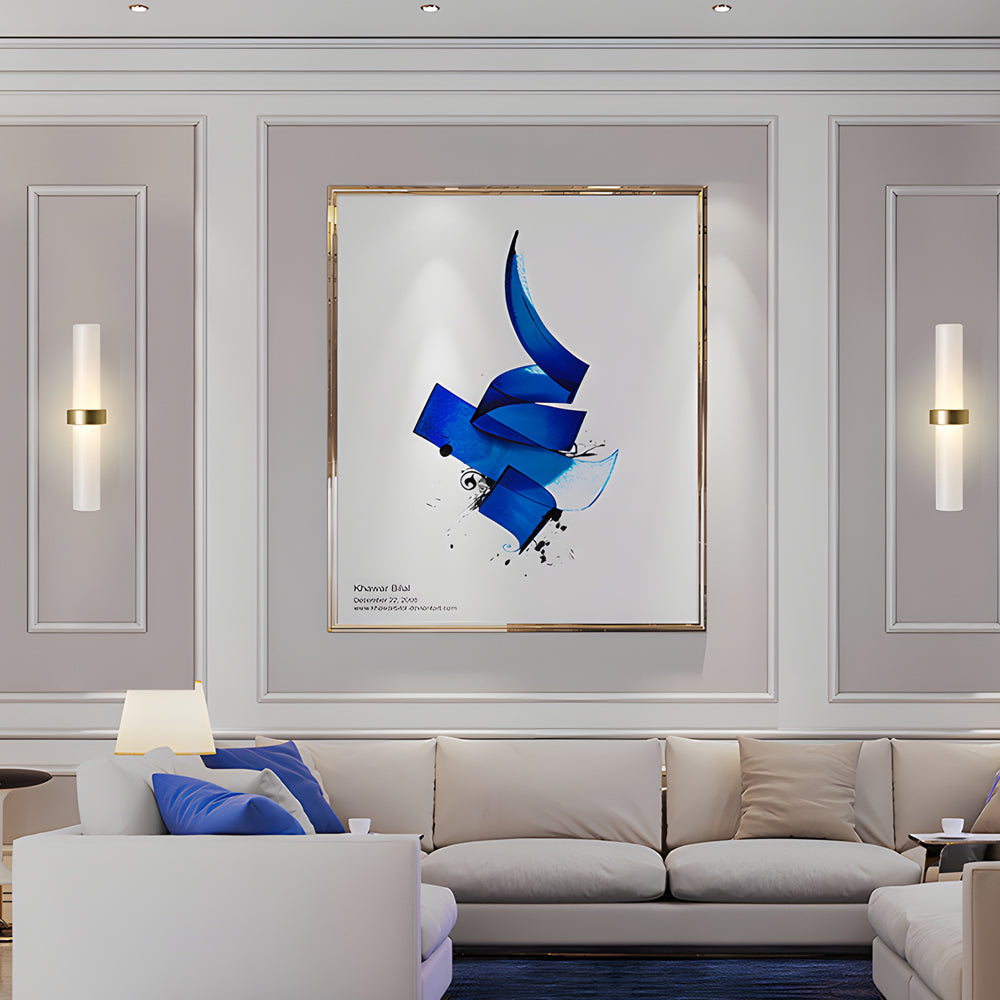 Modern Wall Sconce  Frosted Glass Tube with Brass Accent - Detailed view