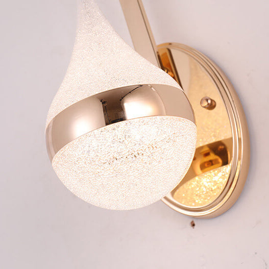Modern LED Wall Sconce  Teardrop Glass Gold Trim - Product detail 10