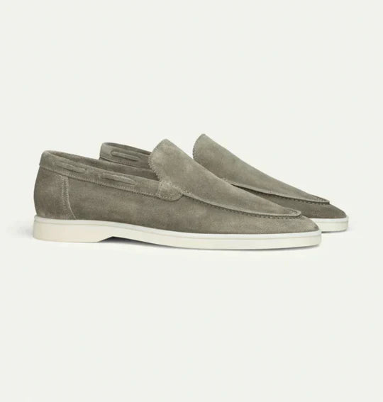 Classic Mens Suede Loafers  Dove Grey Slip-On Design - Product example