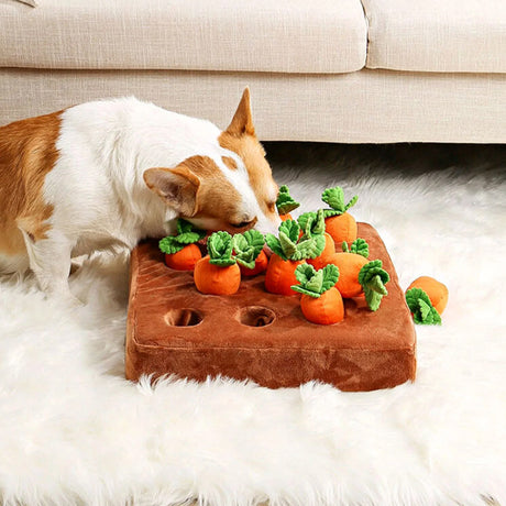 Interactive Dog Puzzle Mat  Carrot Garden Treat Dispenser - Product showcase