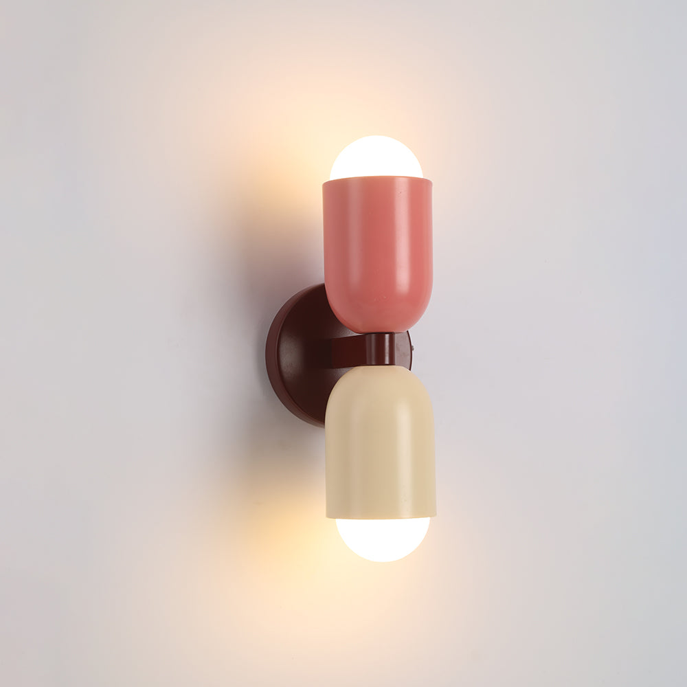 Modern Wall Sconce  Dual Capsule Design in Coral and Cream - Product detail 12