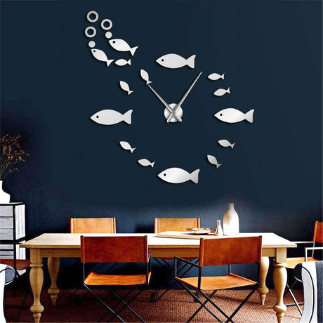 Modern Fish Wall Clock  Black Acrylic Design - Product example