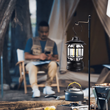 Vintage Outdoor Lantern  Black Metal LED Garden Light - Detailed view