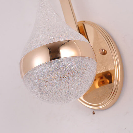 Modern LED Wall Sconce  Teardrop Glass Gold Trim - Product detail 7