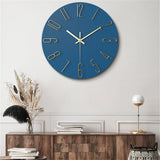 Modern Wall Clock  Blue Face Gold Numbers - Product showcase