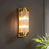 Art Deco Wall Light  Crystal Glass  Brass Finish - Detailed view