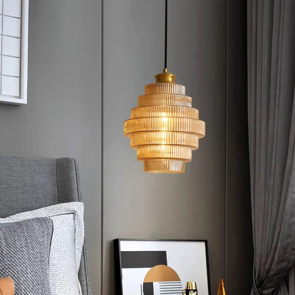 Art Deco Pendant Light  Tiered Glass Crystal Design - Product detail 7