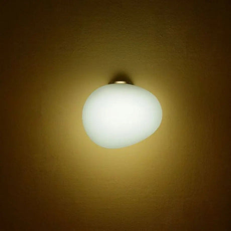 Modern Glass Wall Light  Frosted Globe with Gold Trim - Detailed view