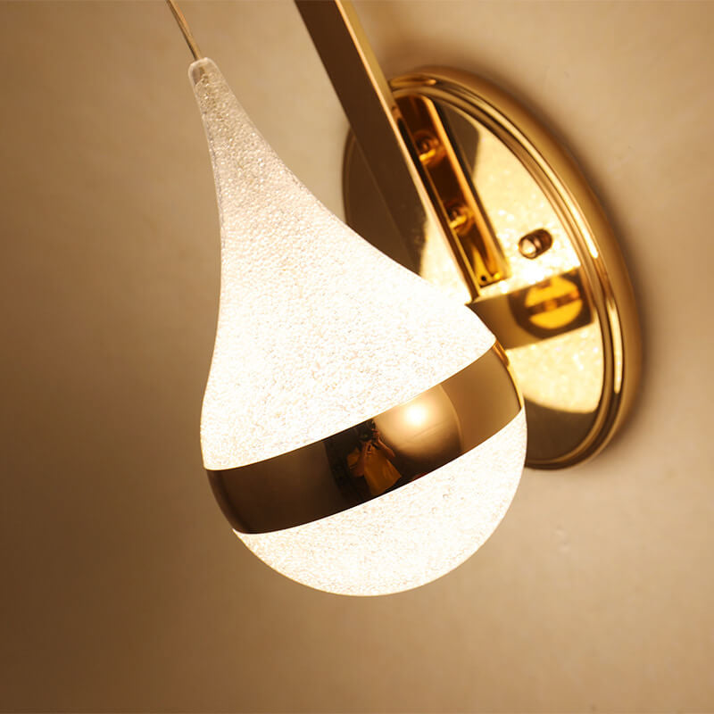 Modern LED Wall Sconce  Teardrop Glass Gold Trim - Product detail 11