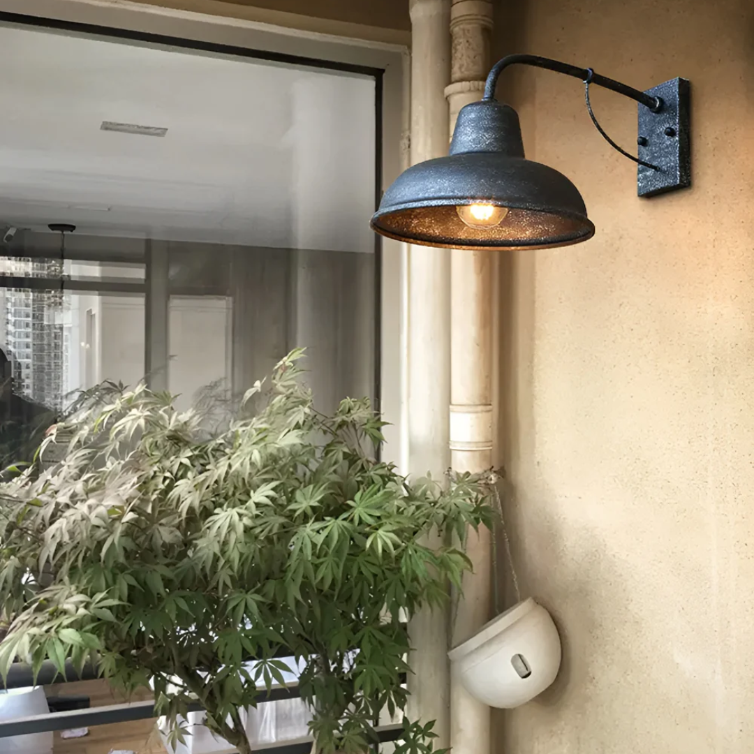 Industrial Wall Light  Black Metal Barn Shade - Product detail 5