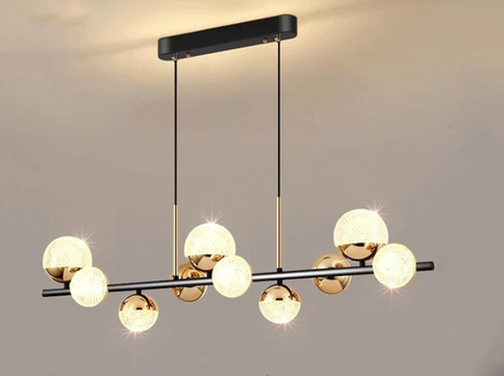 Modern Dining Pendant Light  Black Gold LED Spheres - Product showcase