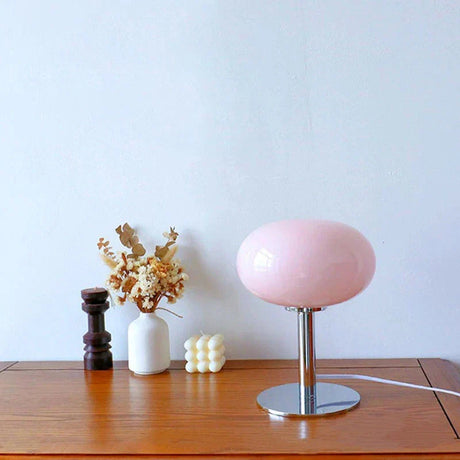 Modern Table Lamp  Pink Glass Globe Chrome Base - Product detail 5