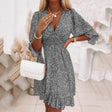 Floral Summer Mini Dress  Pink Boho V-Neck Design - Product detail 9