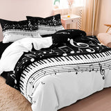 Musical Notes Bedding Set  Piano Keys Cotton Duvet Cover - Detailed view