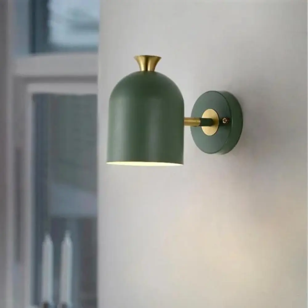 Modern Wall Sconce  Sage Green Metal With Brass Accent - Detailed view