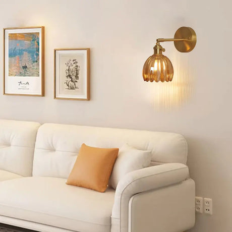 Art Deco Wall Sconce  Amber Glass Tulip Shade - Product detail 8