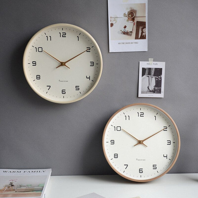 Minimalist Wall Clock  Natural Wood Frame Design - Product showcase