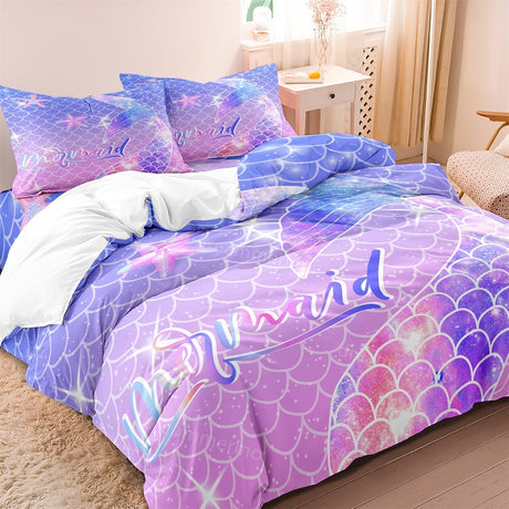 Mermaid Scale Duvet Cover  Ocean Dreams Cotton Bedding Set - Product detail 5
