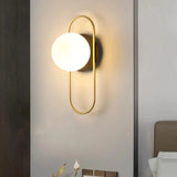 Modern Wall Sconce  Brass Frame Globe Light - Detailed view