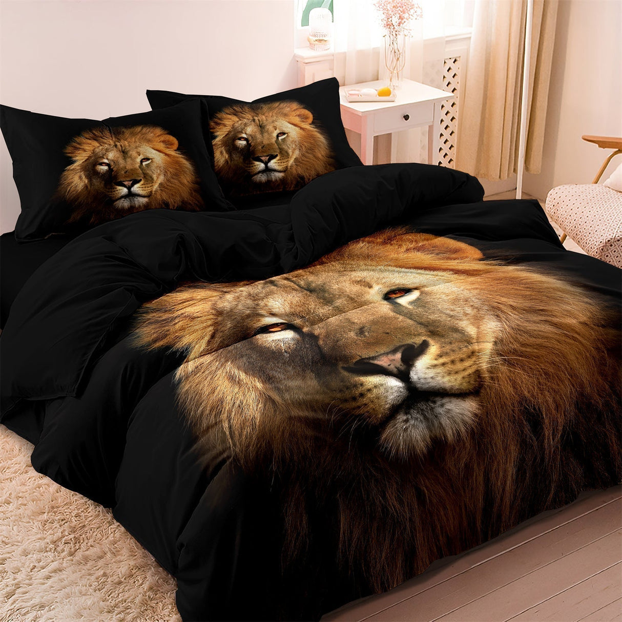 Wildlife Duvet Cover Set  Lion Portrait Design - Product detail 4