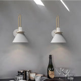 Modern Wall Sconce  White Metal Cone Shade with Gold Accents - Product detail 4