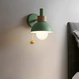 Nordic Wall Light  Metal Dome With Wood Accent - Detailed view