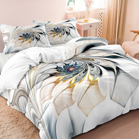 Modern Duvet Cover Set  Abstract Floral Spiral Design - Product detail 4