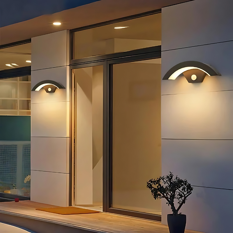 Modern Motion Sensor Wall Light  Curved Aluminum Sconce - Detailed view