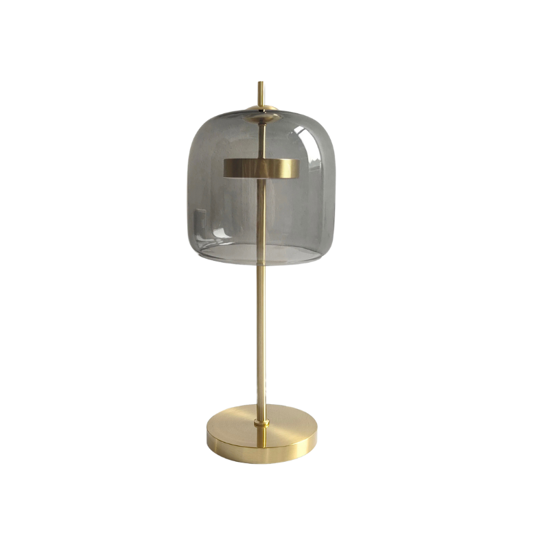 Modern Table Lamp  Smoke Glass Dome with Brass Stand - Product detail 4