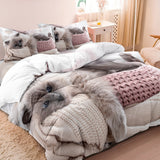 Cotton Duvet Cover Set  Cat Print Design With Knit Pattern - Product detail 4