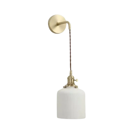 Modern Ceramic Wall Light  Ribbed Glass Shade with Brass Fixture - Product detail 12