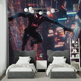 Superhero Mural Wallpaper | Night City Spiderman Action