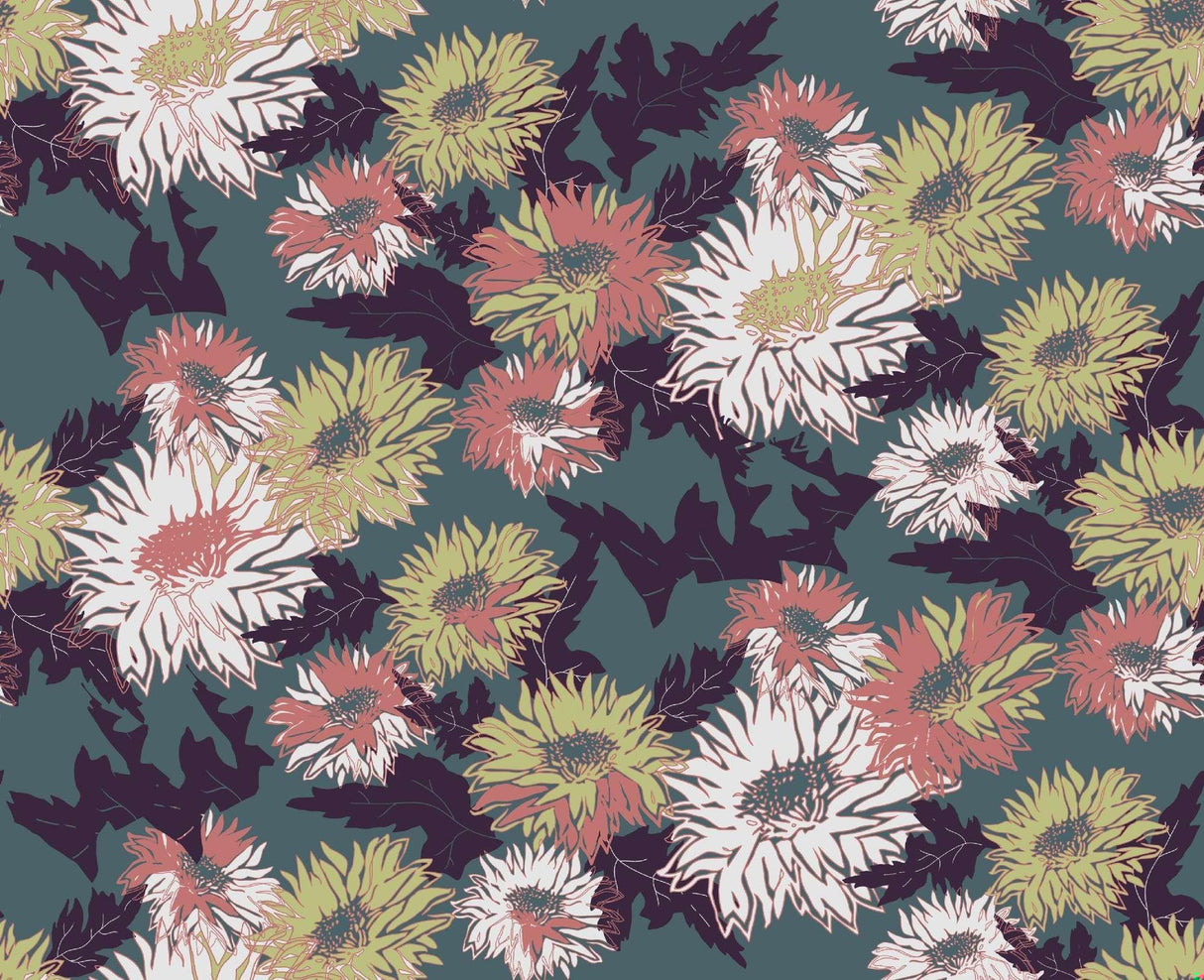 Floral Mural Wallpaper | Vintage Botanical Pattern in Terracotta and Green