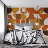 Geometric Mural Wallpaper | Retro Orange and Brown Circles