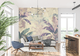 Tropical Mural Wallpaper | Vintage Purple Palm Leaves