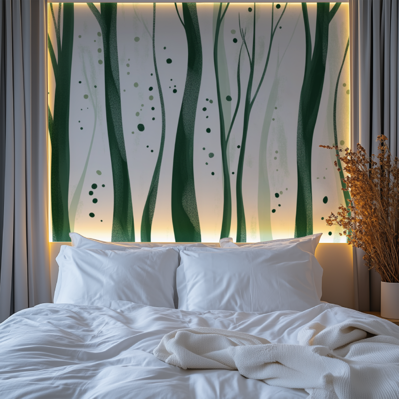 Forest Mural Wallpaper | Modern Green Tree Design