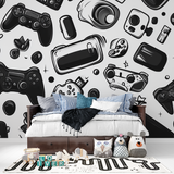 Gaming Mural Wallpaper | Black and White Console Design