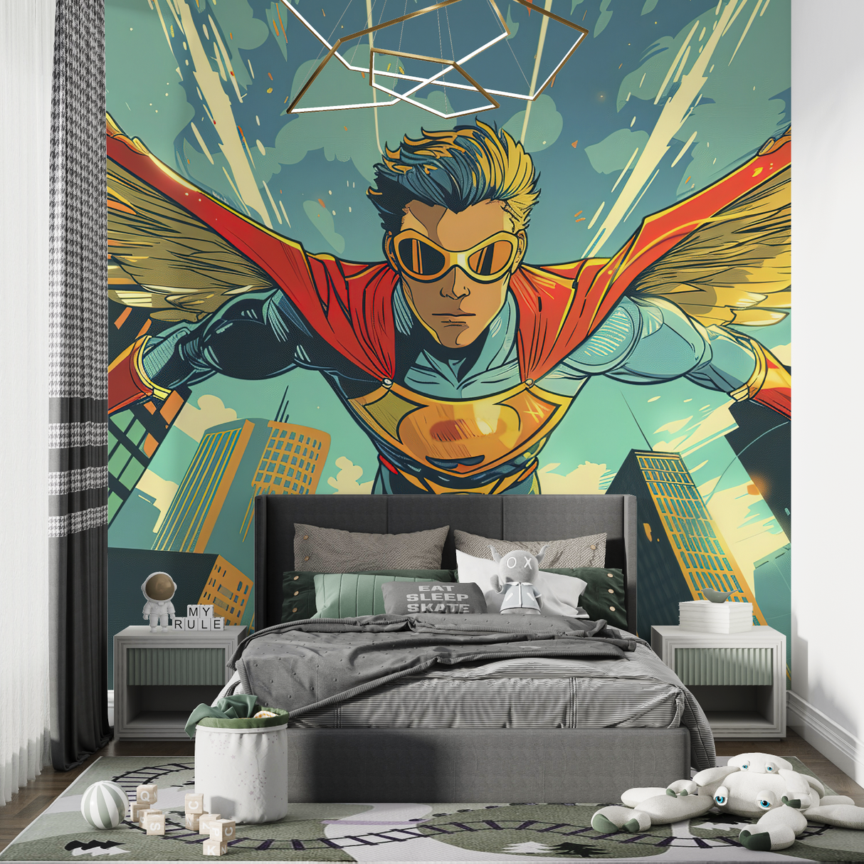 Superhero Mural Wallpaper | Dynamic Comic Book Style